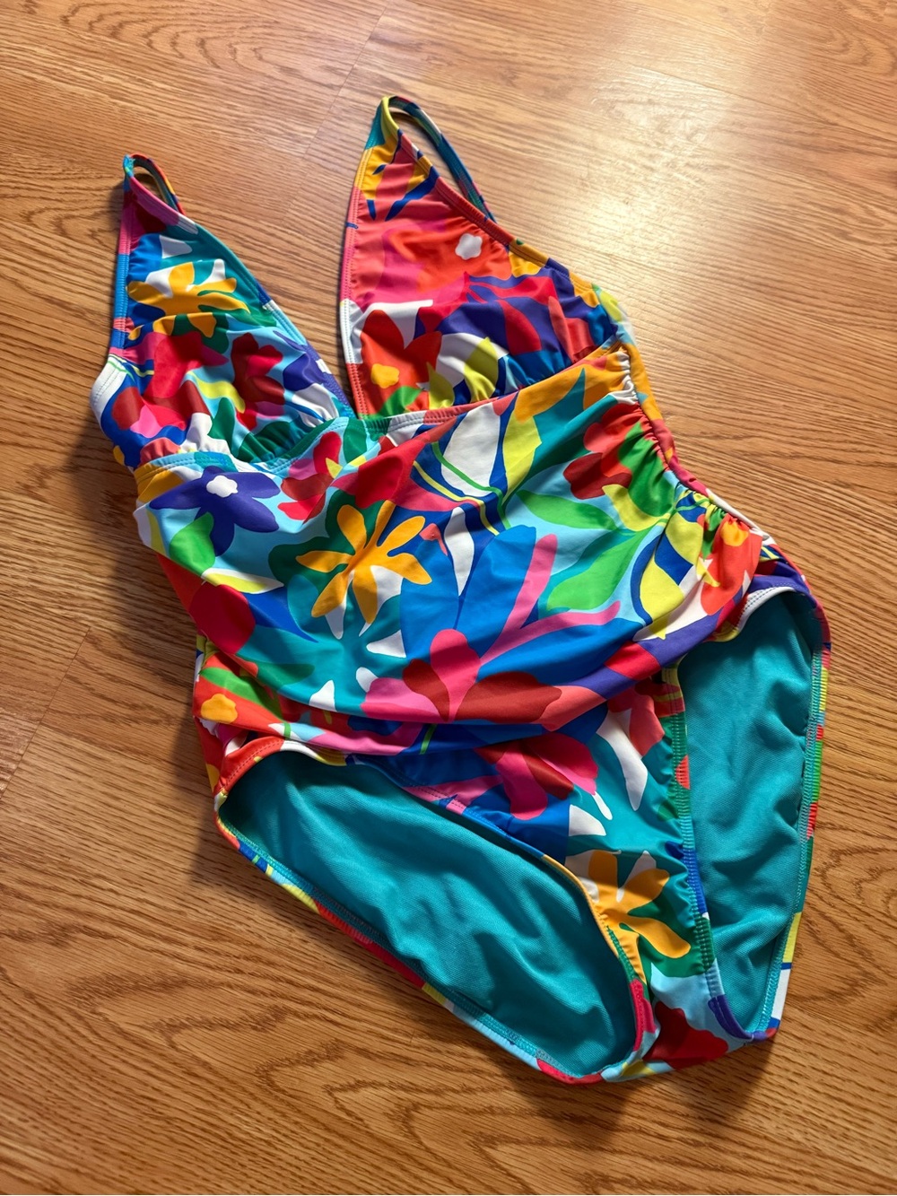 Bleu Rod Beattie Vibrant Multicolor Floral One-Piece Swimsuit